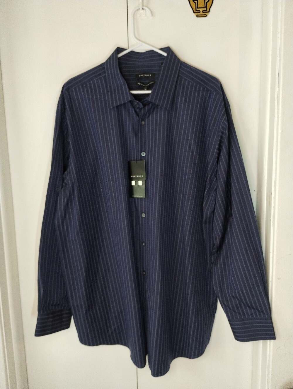 Castagne Men's Navy Pinstripe Dress Shirt
